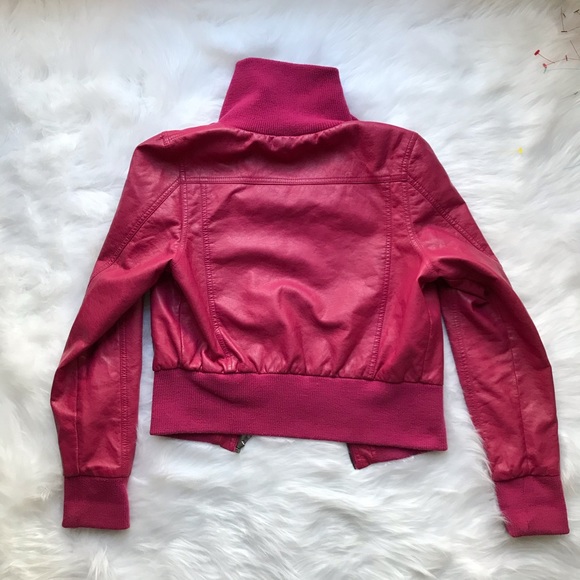 Mod Modele Magenta Faux Leather Jacket - Picture 3 of 6